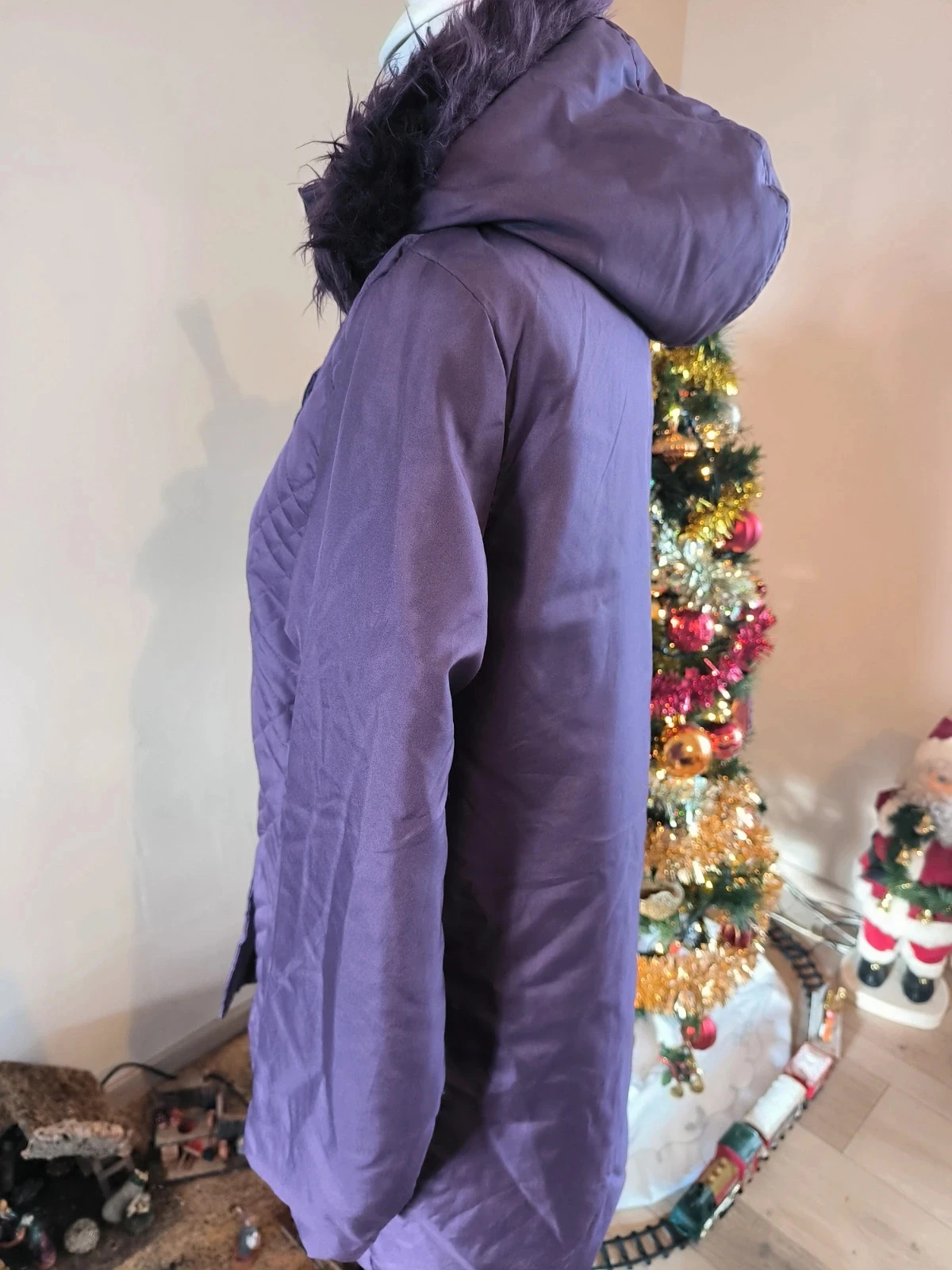 Manteau hiver violet Damart Anne de Lancay taille 38/40 – photo 3